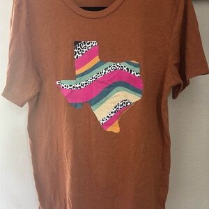Brown and Pink Short Sleeve Graphic Texas Tee